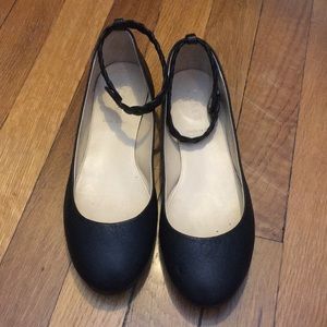 Jcrew black ballet flat with ankle strap